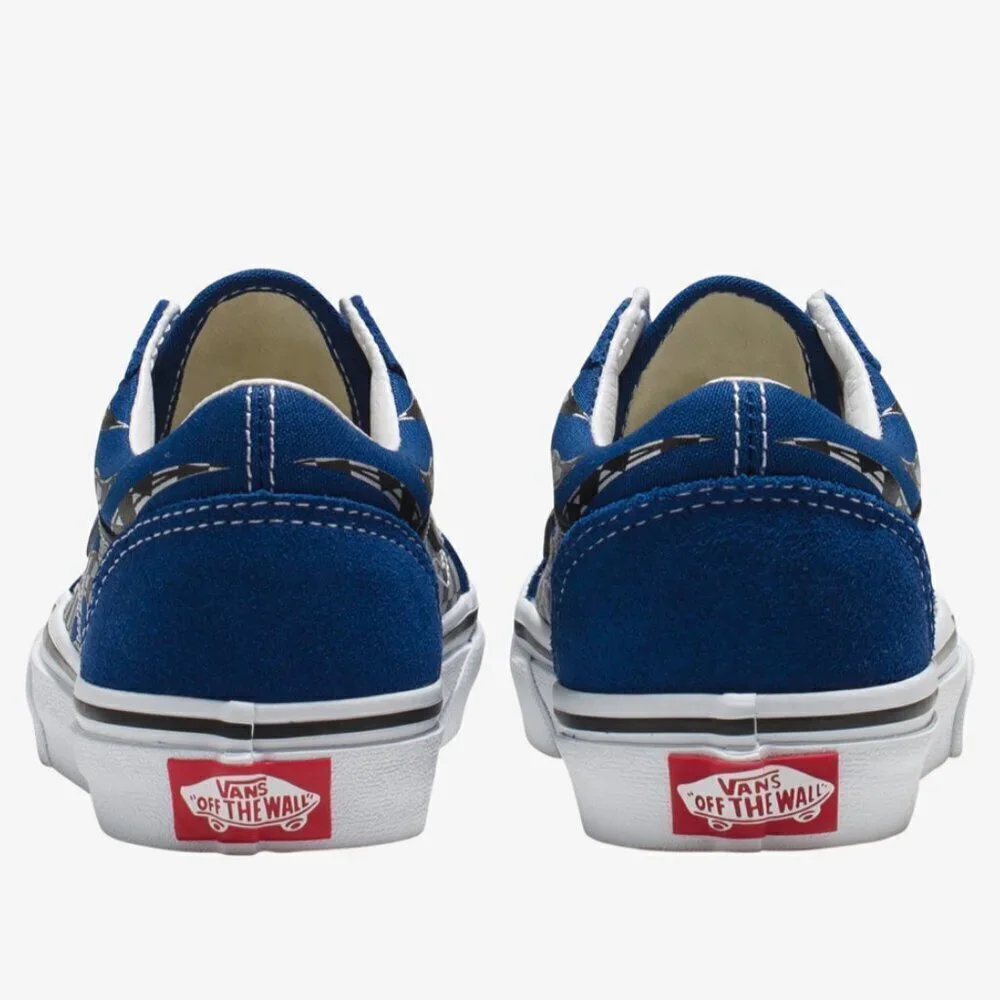 Vans Old Skool Flame Royal Blue w Checker Print Kids size 3 NWT - Picture 4 of 4